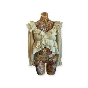 En Elly Ruffle Blouse Sheer Long Sleeve Romantic Boho Top